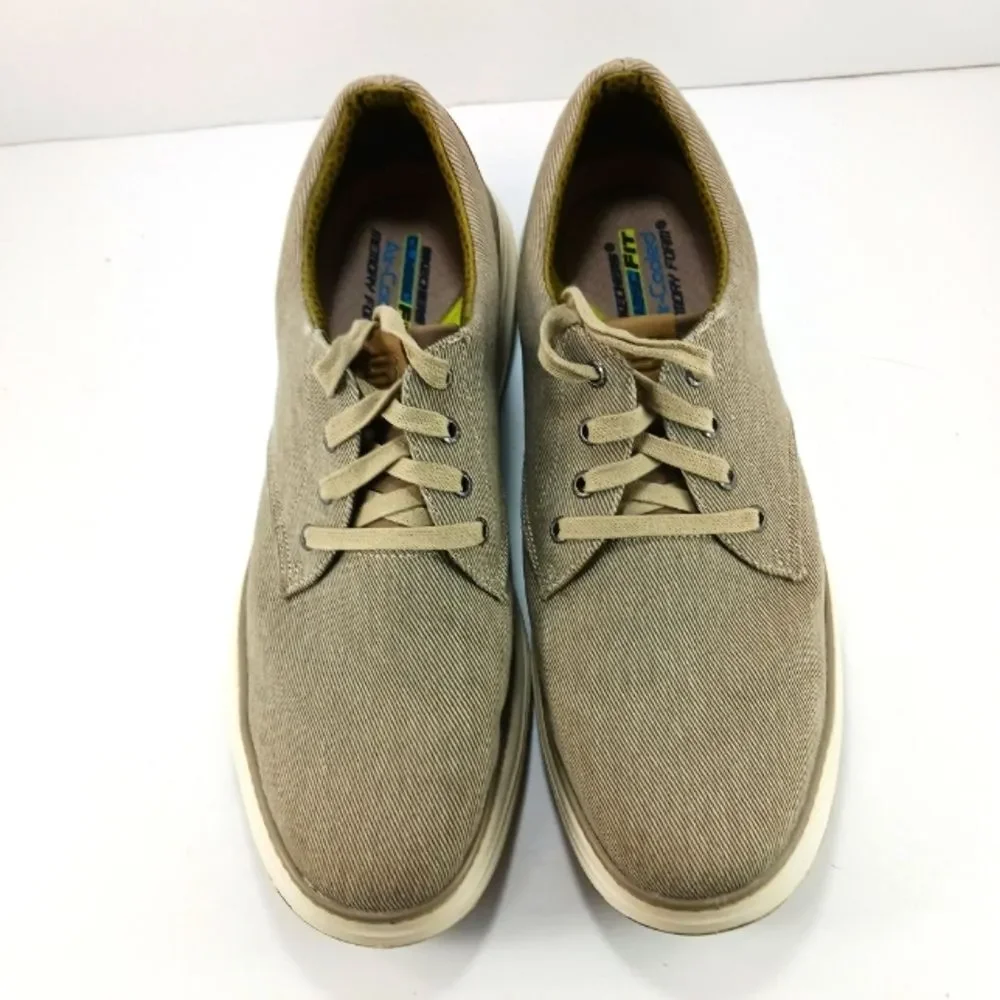 Skechers Moreno-Ederson Casual Canvas Lace-Up Oxford Sneaker Shoe Mens 13 Tan...